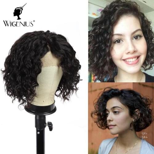 Wigenius L-part Lace Wig Brazilian Human Hair Lace Wigs Lace Front Wigs Deep Wave Pre-Plucked with Baby Hair for woman