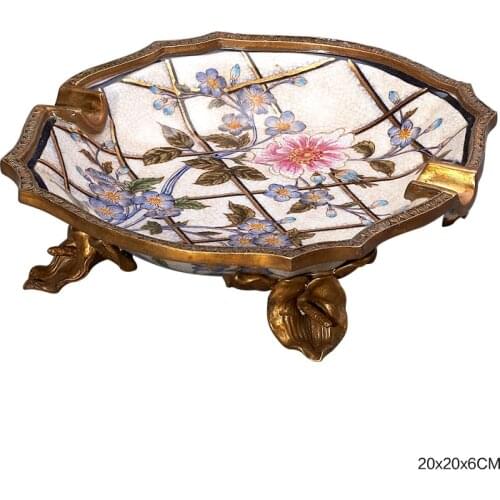 CIGARLOONG cigar ashtray enamel color European ceramic ashtray pattern copper carving CE-4320