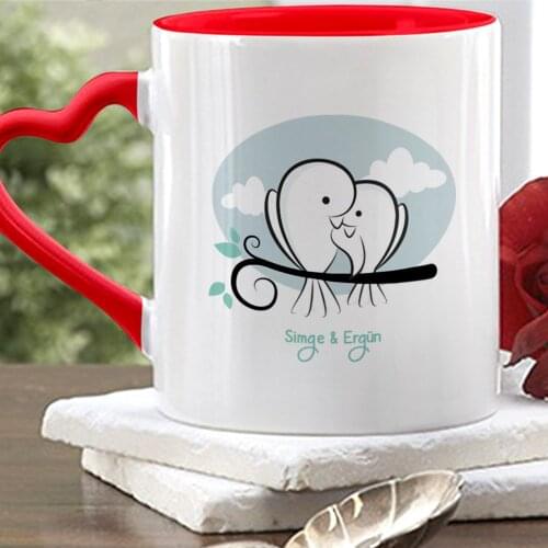 Personalized Red Heart Mug Cup (Valentines Day Temalı-38)