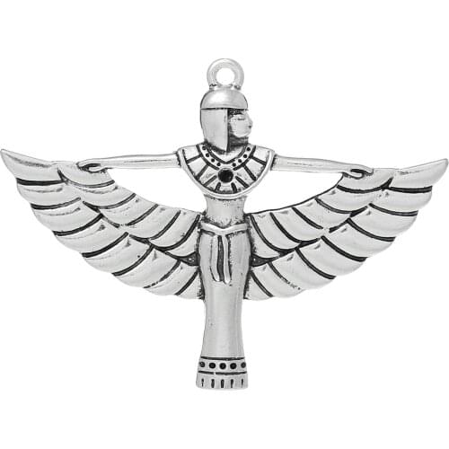 DoreenBeads Zinc metal alloy Charm Pendants Egyptian Queen silver color 5.6cm(2 2/8") x 4.2cm(1 5/8"), 2 PCs
