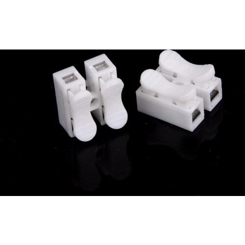 10Pcs/lot 2P Spring Wire Quick Connector Splice With No Welding No Screws Cable Clamp Terminal 2 Way Easy Fit Led Strip