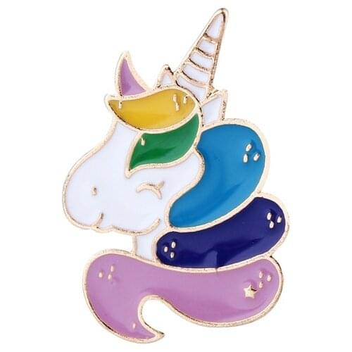 Cartoon Color Enamel Lapel Pins Jewelry Cute Animal Pony Unicorn Colt Horse Brooches Fashion Badge Gift for Boy and Girl