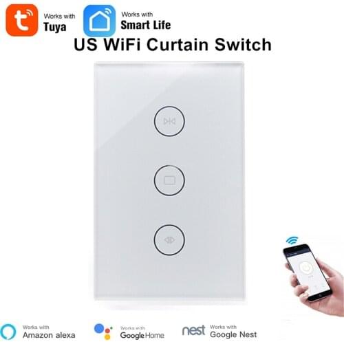 US AC110-250V WiFi Electrical Blinds Switch Touch APP Voice Control By Alexa Echo For Mechanical Blinds Motor Alexa Compatible