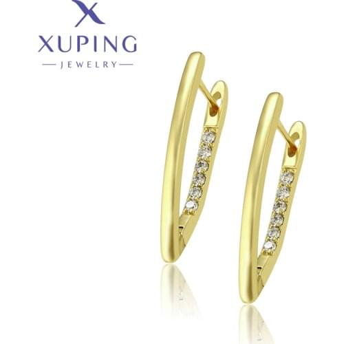 Xuping Jewelry Hot Sale Pattern Design Huggies Earrings for Women in Gold or Silver Color Plated A0059003