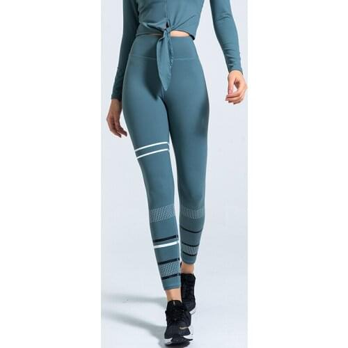 Yoga Pants Womens Seamless Sports Skinny Yoga Pants Womens Gym Workout Striped High Waist Skinny Stomach Pants