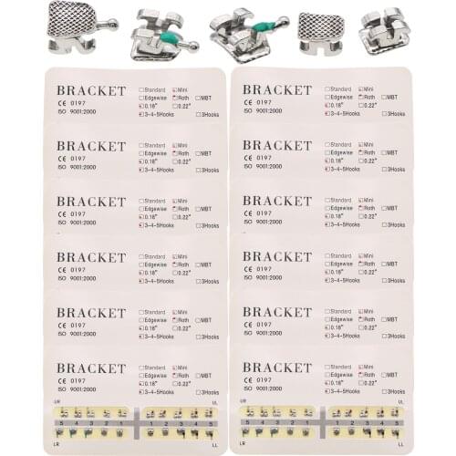 Dental Orthodontic Mini Roth 018 345 with Hooks Metal Brackets Braces 200 pcs/10 Sets