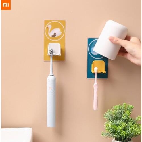 Xiaomi mijia Toothbrush rack free punching mouthwash cup wall-mounted bathroom kitchen storage rack practical Multifunctional