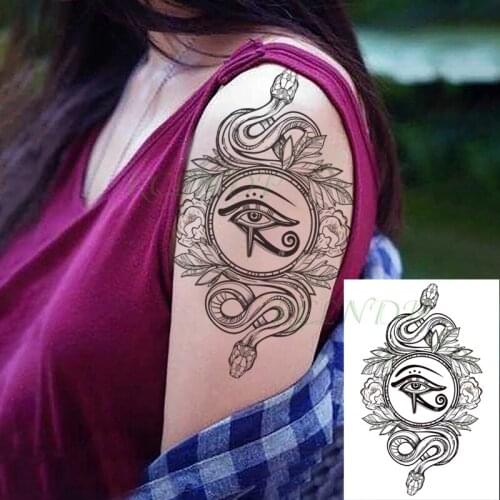 Waterproof Temporary Tattoo Sticker Snake Eye Flower Fake Tatto Flash Tatoo Back Leg Big Size Art for Women Men