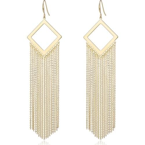 Long Tassel Square Drop Earring for Women Retro New Alloy Pendant Earrings Fashion Jewelry boucle d'oreille femme 2020