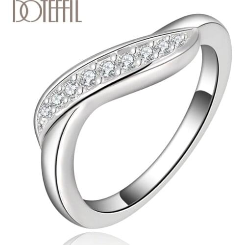 DOTEFFIL 925 Sterling Silver Twisted AAA Zircon Ring For Women Fashion Wedding Engagement Party Gift Charm Jewelry