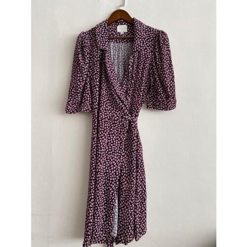 Women Dress 2020 Spring and Summer New Peach Heart Print Puff Sleeve Women Mini Dress