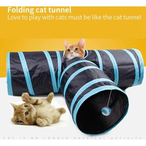 Cat Sound Paper Tee Tunnel Puzzle Cat Interactive Toy Drill Bucket Collapsible Cat Channel