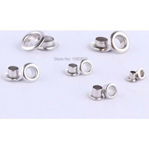100pcs/lot silver color 6/7/8/9/10/12/13/16mm outer metal eyelets for garment scrapbook shoes bag accessories