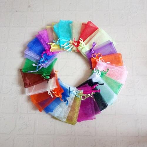 100pcs/Bag 5x7 7x9 9x12 10x15cm Gift Bags For Jewelry Wedding Party Organza Bag Drawstring Packing Gift Diy Jewelry Pouches Bags