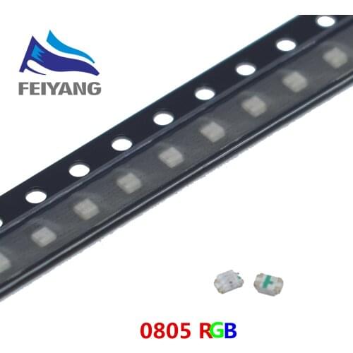 1000pcs SMD 0805 (2012) RGB Tricolor 20mA Red Green Blue Ultra Bright Surface Mount LED Chips Common Anode Light Emitting Diode