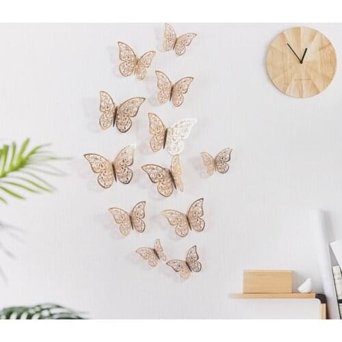 12 Pcs/Set 3D Wall Stickers Hollow Butterfly for Kids Rooms Home Wall Decor DIY Mariposas Fridge stickers Room Decoration