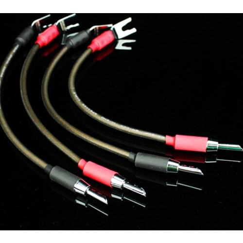 6N OCC Audio Speaker Jump Cable Pure Copper Rhodium Plated Banana Spade Plug 20cm