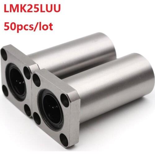 50pcs/lot LMK25LUU Long Type Rectangular Flange Linear Bearing CNC Linear Bush for 3D printer parts