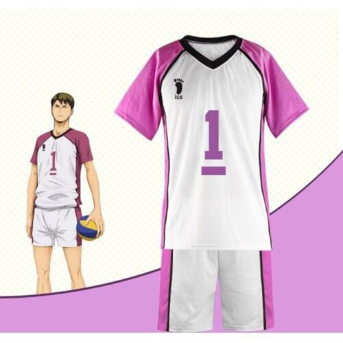 Anime Haikyuu!! Shiratori High School Ushijima Wak Cosplay Costumes T-shirt Shorts Volleyball Short Sleeve T-Shirt Jersey Sets