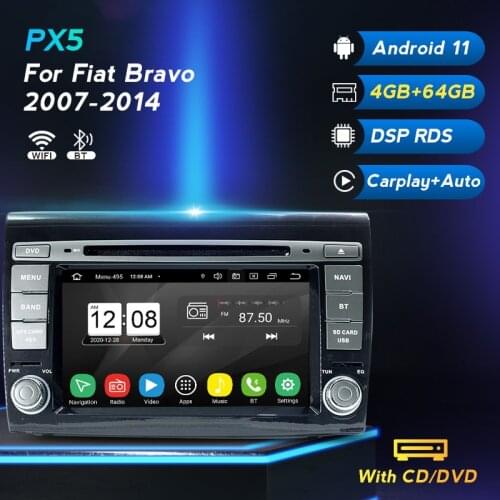 Car Multimedia GPS Navigation Radio Stereo Player For Fiat Bravo 2007 2008 2009 2010 2011 2012 2013 2014 DSP 4G LTE Android Auto