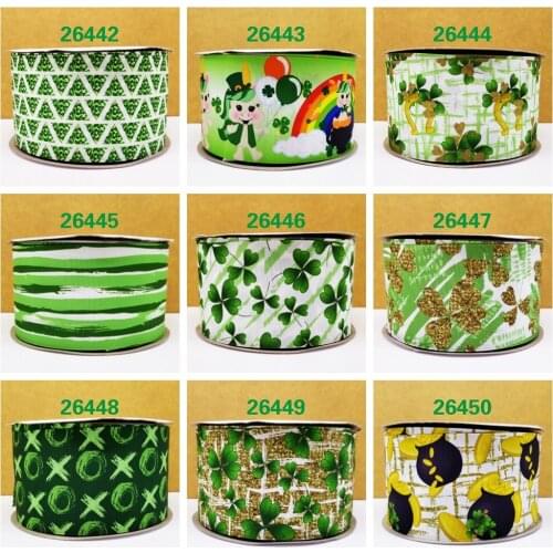 Free shipping 10 yards plaid printed grosgrain leather ribbon 26442