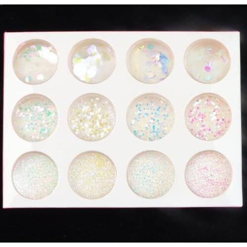 1 Case Nail Mermaid Glitter Flakes Sparkly 3D AB Hexagon Colorful Mix Size Sequins Spangles Gel Manicure Nails Art Decorations