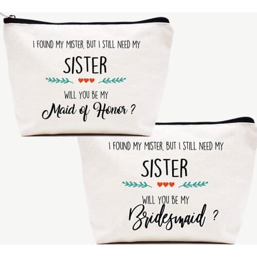 Will You Be My Maid of Honor Bridesmaid Makeup Bag Bridal Shower wedding Bachelorette Party Sister Friend Proposal Gift present