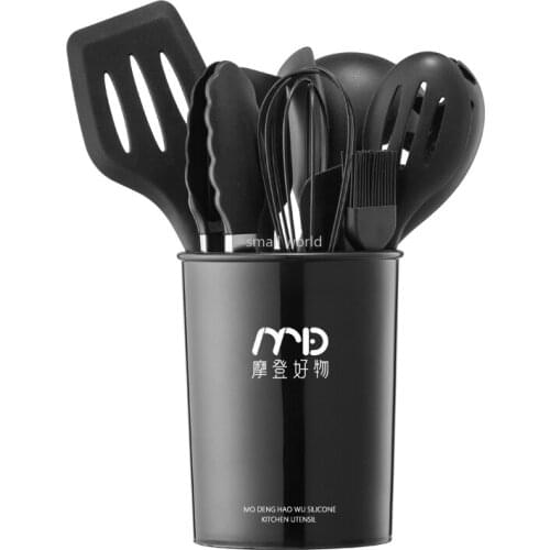 Black kitchen utensils silicon spatula korean kitchen supplies silicone tongs metal kitchen utensils kitchen tools accessories