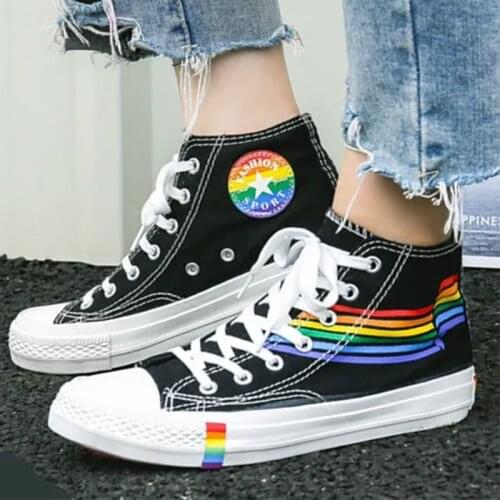 Designer rainbow canvas shoes casual high top sneakers mens platform espadrilles autumn sneakers man sports shoes