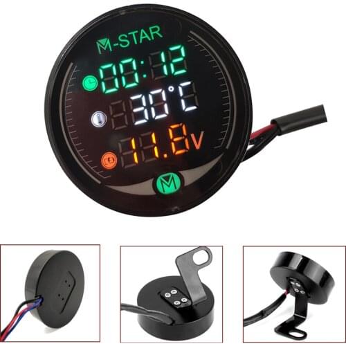 For Yamaha x max 125 250 400 300 VMAX 1700 1200 125 Motorcycle Voltmeter Time Temperature LED 3-in-1 LED Digital Voltage Meter