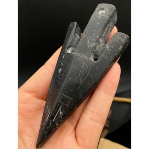 China Hongshan Culture Meteorite Hand carved arrow amulet Pendant