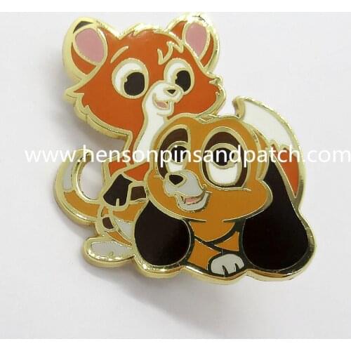 China Supplier gold metal High polish zinc alloy hard enamel animal dog pin badge