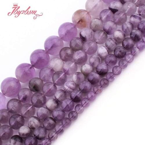6,8,10,12mm Smooth Round Light Dream Amethysts Natural Stone Beads For DIY Necklace Bracelat Jewelry Making 15" Free Shipping
