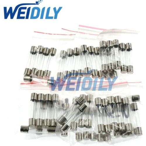 50PCS/LOT 10Values Fast Quick Blow Glass Tube Assortment Kit 6x30mm 0.5A 1A 2A 3A 5A 6A 8A 10A 15A 20A/250V