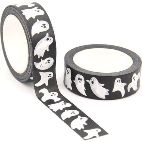 NEW 1PC 15MM*10M Halloween White Ghlosts Washi Tape DIY Scrapbooking Paper Photo Album Adhesive Masking Tape