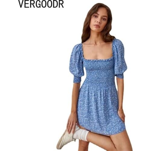 Summer Women Dress New Bohemian V-Neck Printed Button Fashion French Retro Outdoor Beach Casual Soft Comfy Ladies Dresses 2021