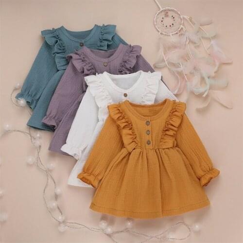 Baby Girls Summer Dresses New Autumn Kids Girl Dress Linen Spring Clothes Ruffles Princess Toddler Baby Girls Clothing
