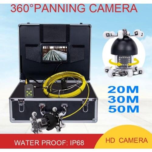 360 Degree Rotation Underwater Video Camera WP70D 20M 30M 50M Pipeline Endoscope 7"LCD Sewer Drain Pipe Inspection Camera System