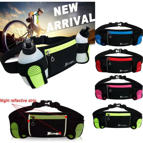 Running Waist Bags Camping Hiking Gym Fitness Lightweight Belt Bag +2pcs Water Bottle Outdoor Sports Female Sports Fanny Packs