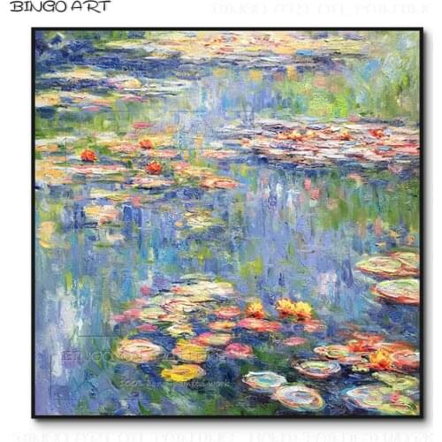 Professional Artist Reproduction Cloud Monet Water Lily Flowers Oil Painting on Canvas Wonderful Landscape Lilies Oil Painting
