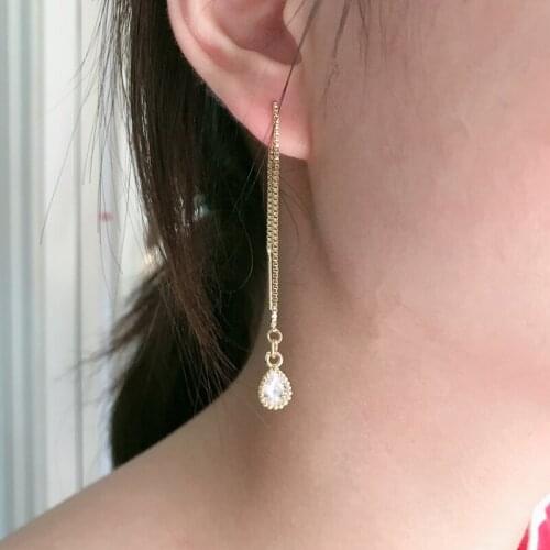 5Pairs/lot New Arrival Box Chain Clear CZ Beads Drop Dangle Earrings For Lady