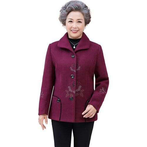 Middle-aged and Elderly Womens Coat Fashion New 2020 Spring Autumn Plus Size Jacket Single-breasted Casual Outwear Tops 5XL W71