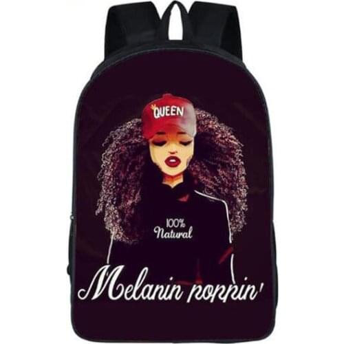 16inch Black Girl Backpack Black Queen School Bags for Girls School Bookbag Children Gift Customized