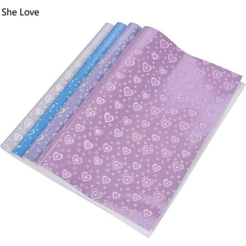 Chzimade A4 Glitter Heart Faux Leather Fabric 29x21cm Sewing Fabric For Clothes Bow Shoes Handbag Crafts Materials