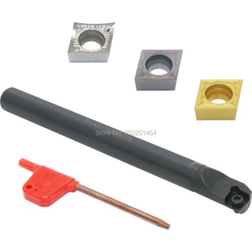 CNC Lathe Tool Inner Bore Boring Cutter S14N-SCLCL09 (0.551 Inch)Left, with 3 CCMT09T304(CCMT32.51) Hard Alloy Blades