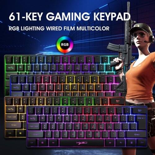 LX9B V700 61 Keys USB Wired Gaming Keyboard RGB LED Backlit Keypad for Desktop Computer Laptop PC
