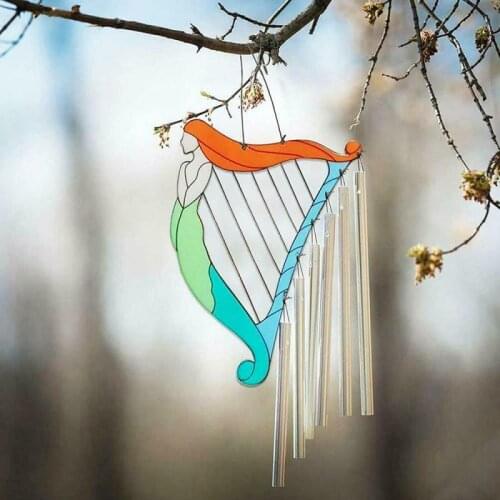 Mermaid Harp Wind Chimes Ornaments Home Garden Decoration Ornaments Wind Chimes