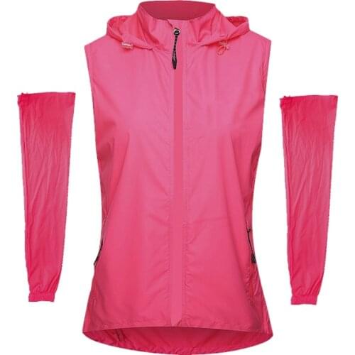 Waterproof Women Cycling Jackets Windproof Riding Vest Bike Clothes UV Protection Bicycle Coat Lightweight Removable Sleeve