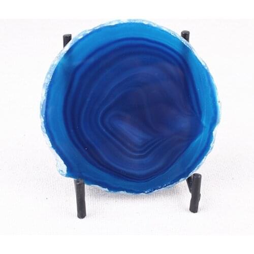 Agate Slice Cut Coaster High Quality Blue Purple Stone Transparent Natural Crystal Agate Decoration Beautiful Grain Stone