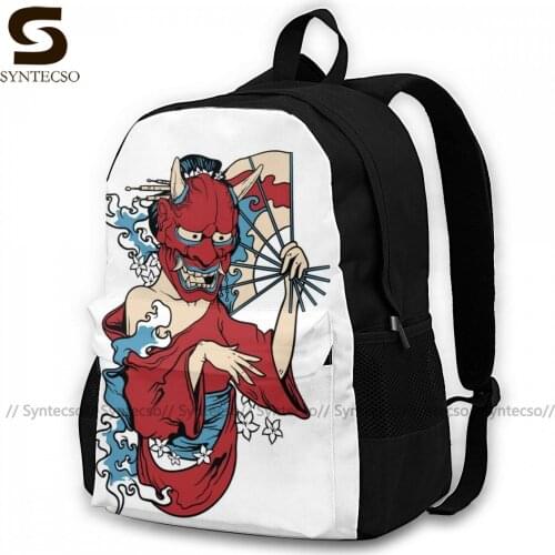 Japanese Oni Backpacks Camping Teen Pattern Backpack Unusual Polyester Bags